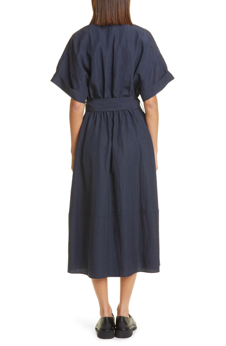 Vince Split Neck Stretch Cotton Dress, Alternate, color, 