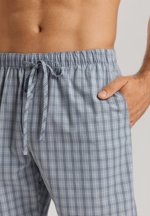 Hanro Night And Day Drawstring Cotton And Linen Shorts In Sea Breeze Check