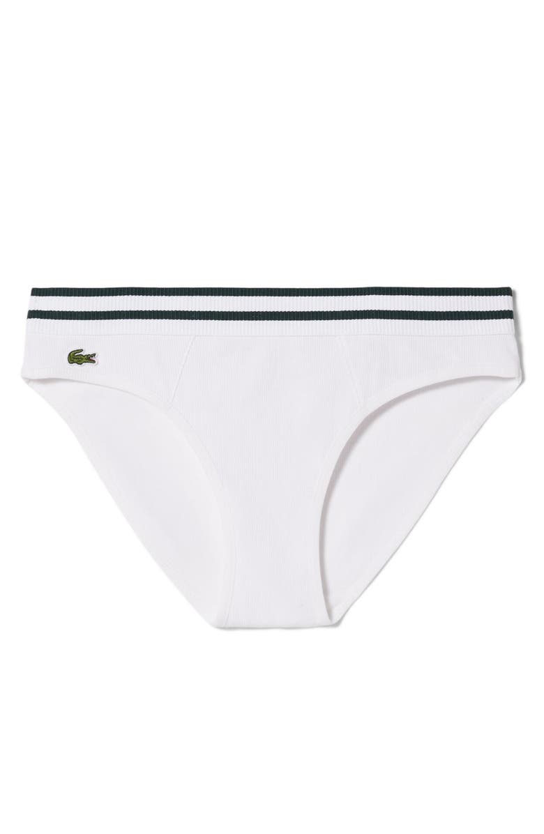 Lacoste Cotton Blend Rib Briefs, Main, color, White