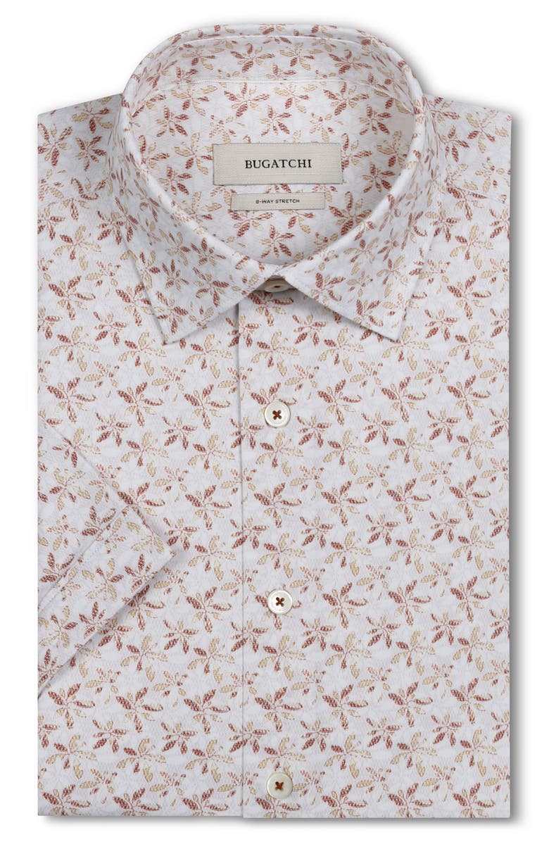 Bugatchi Milo OoohCotton<sup>®</sup> Floral Short Sleeve Button-Up Shirt, Main, color, Sienna