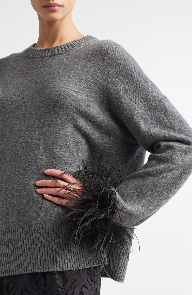 A.L.C. Wilda Feather Cuff Sweater, Alternate, color, Medium Heather Grey