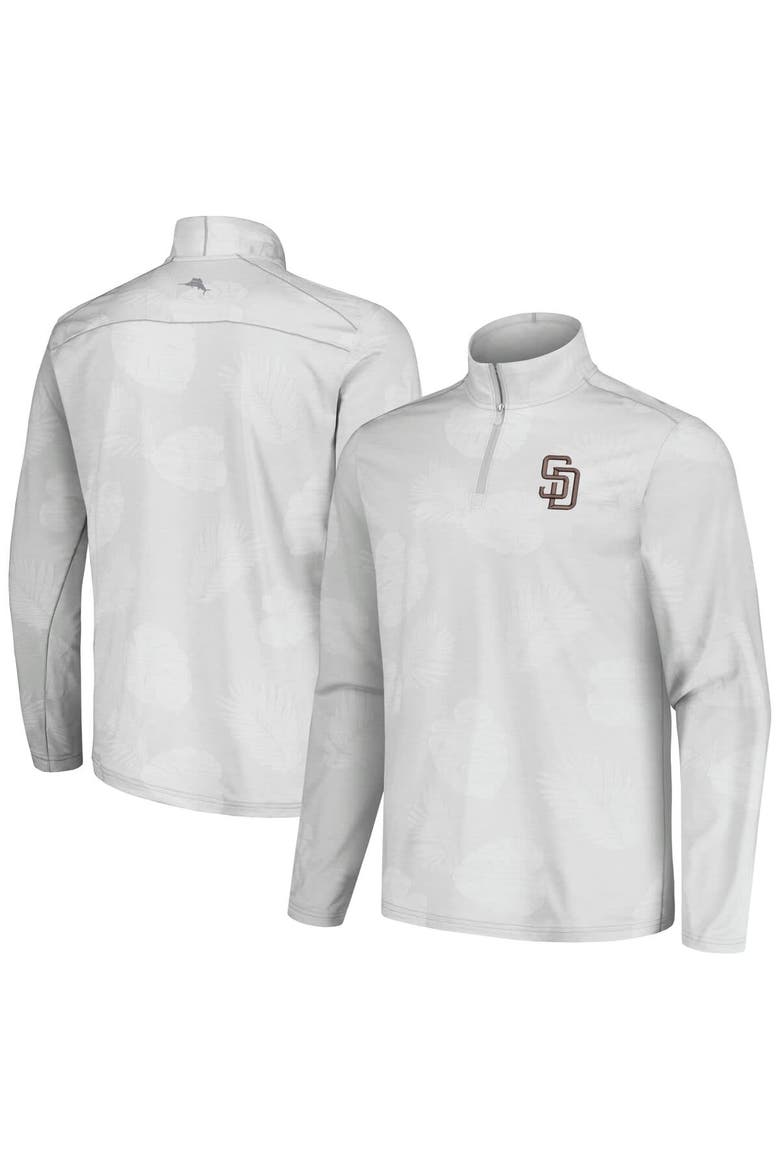 Men's Tommy Bahama Gray San Diego Padres Delray Frond IslandZone Half-Zip Jacket, Alternate, color, Gray