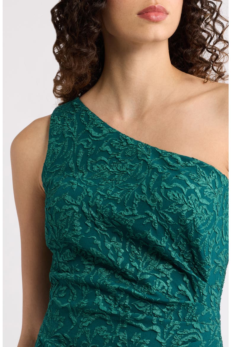 Ruffle Lace One-Shoulder Gown, Alternate, color, HUNTER