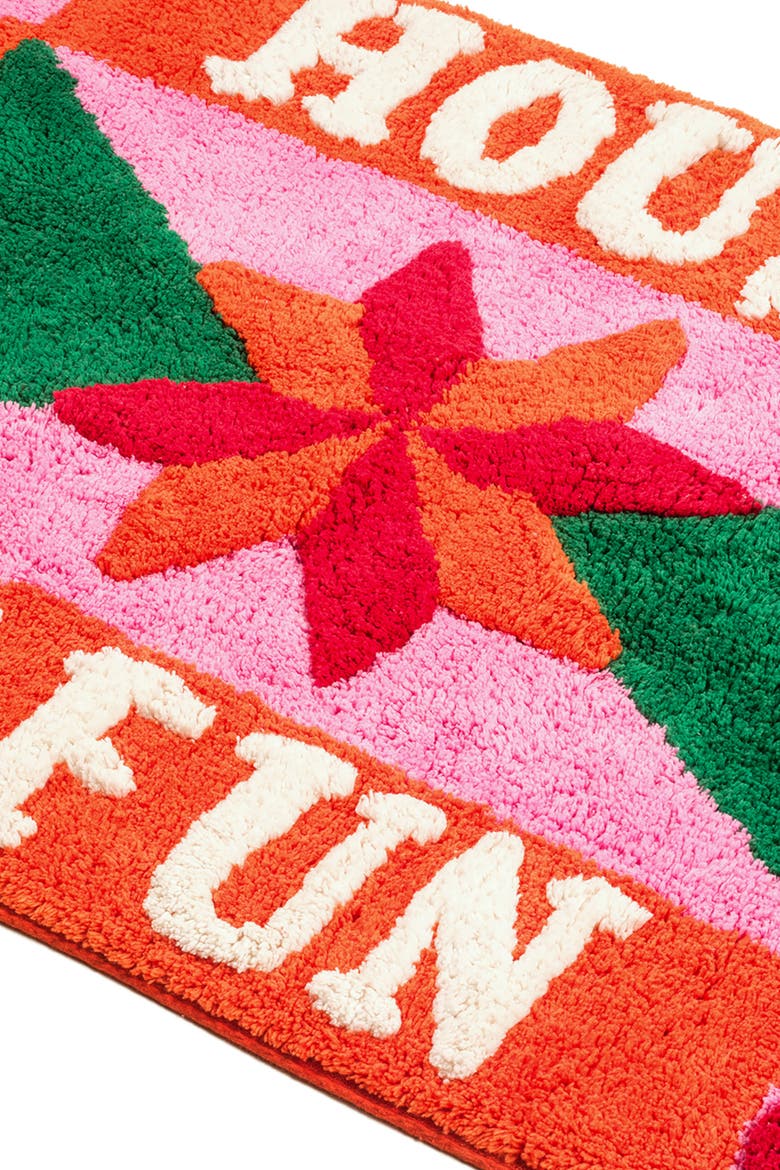 Punjab Tasseled 100% Cotton Bath Mat 24X35 In Fun, Alternate, color, Pink