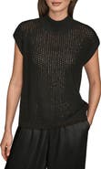 Donna Karan New York Open Stitch Cap Sleeve Sweater