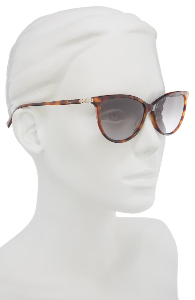 FERRAGAMO 55mm Cat Eye Sunglasses, Alternate, color, Tortoise