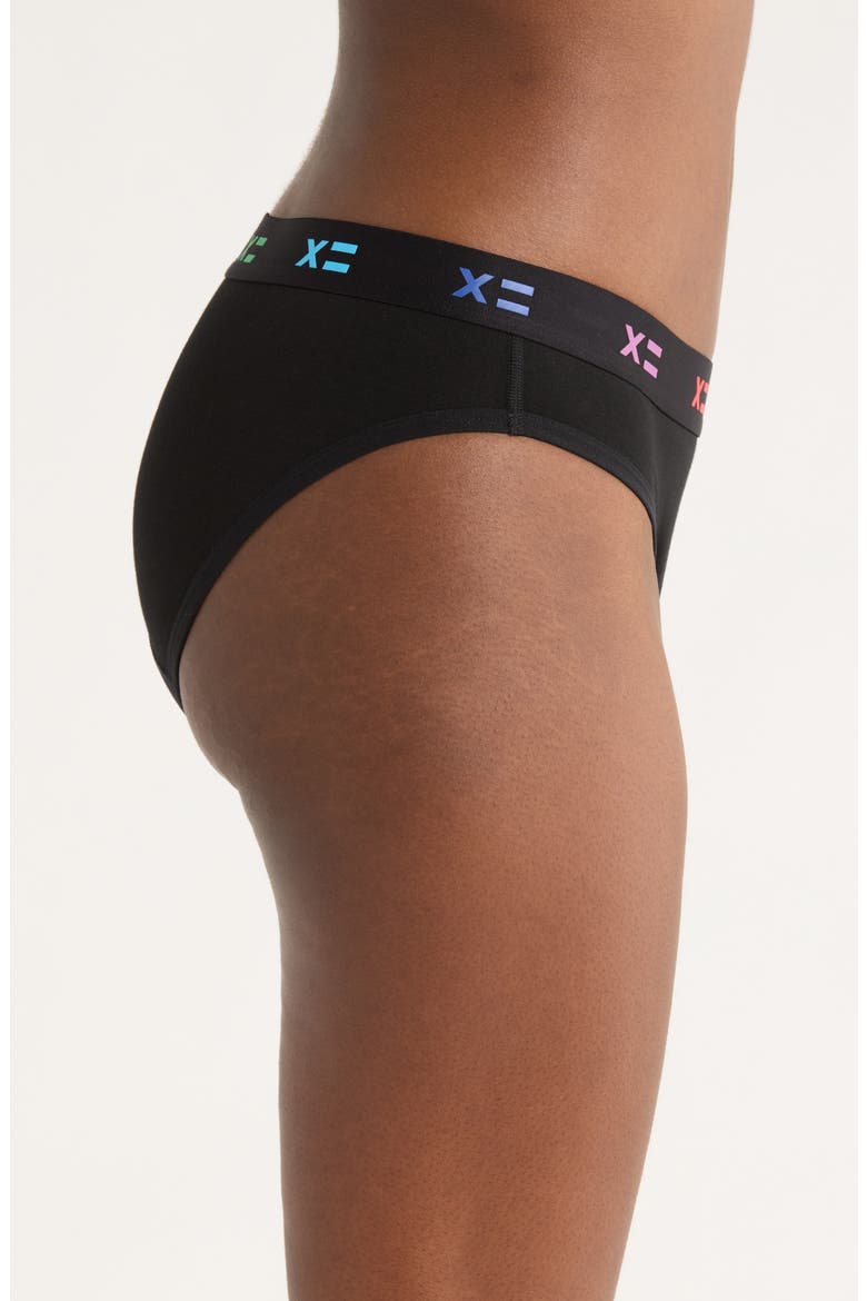 First Line Stretch Cotton Period Bikini, Alternate, color, BLACK X RAINBOW