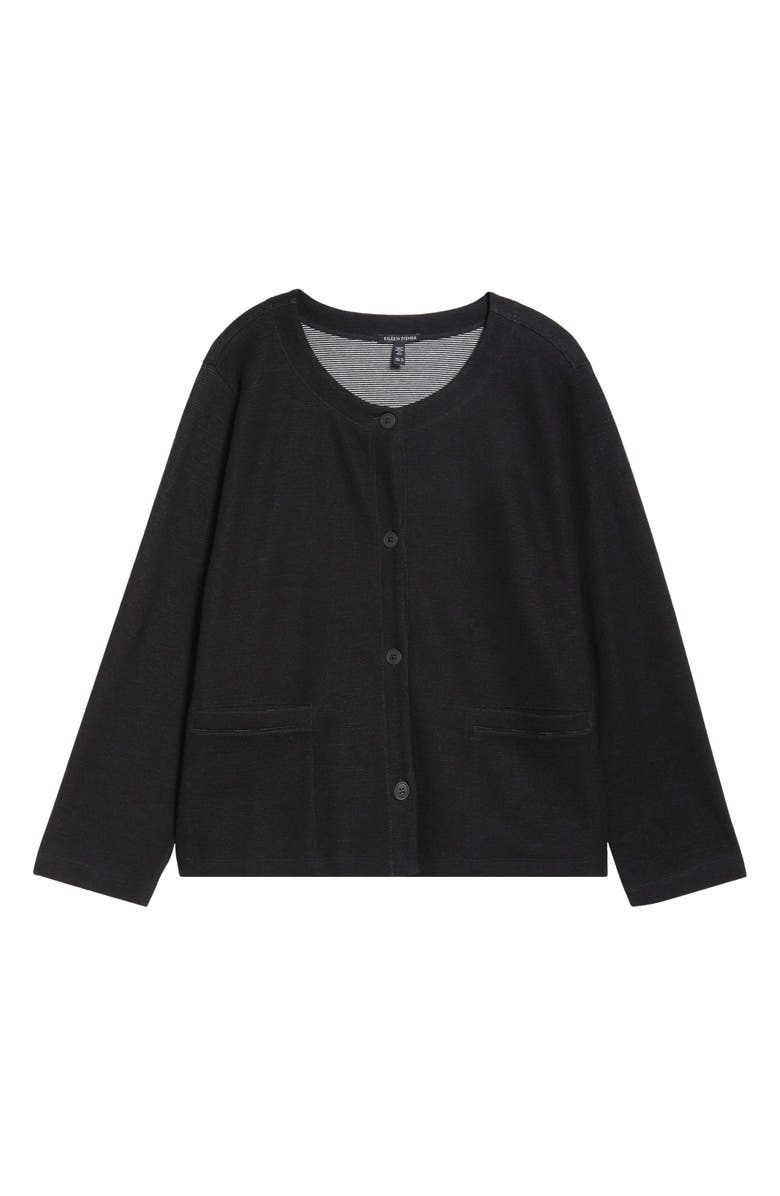 Eileen Fisher Button Front Organic Cotton Jacket, Alternate, color, Black