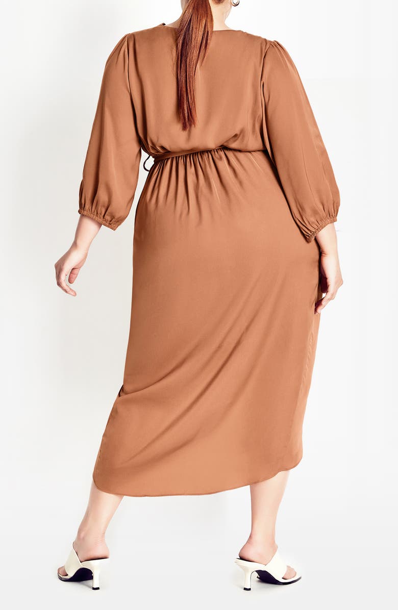 City Chic Opulent Faux Wrap Dress, Alternate, color, Gingerbread