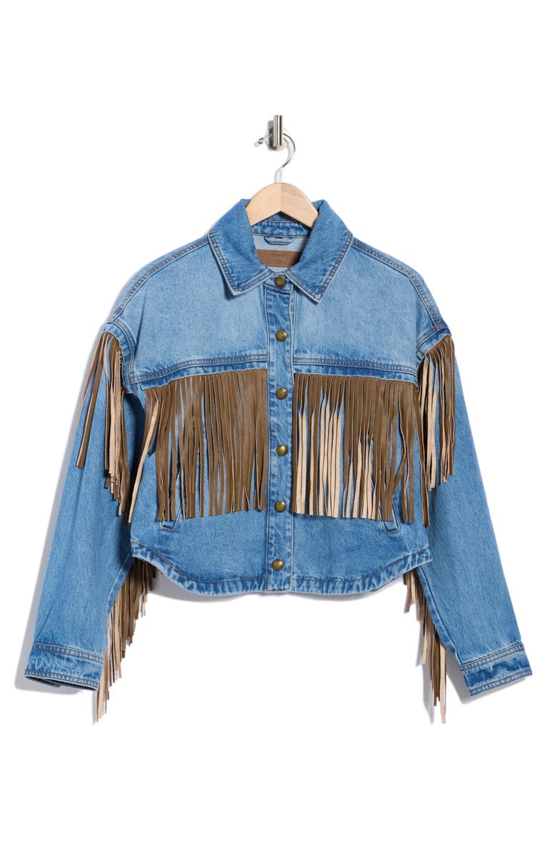 BLANKNYC Western Fringe Denim Jacket, Alternate, color, New Western