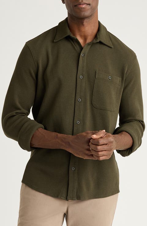 Waffle Long Sleeve Button Down Shirt