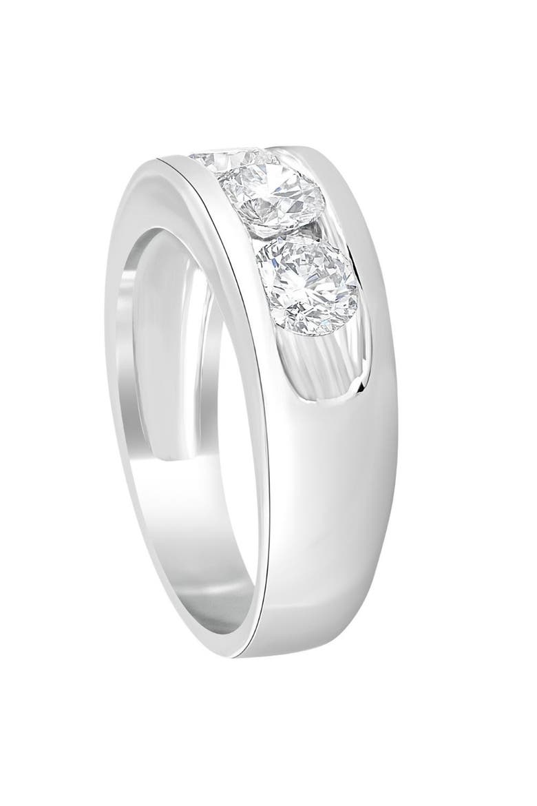 2 1/4Ct Diamond Men's Three Stone Ring 10k Gold Lab Grown, Alternate, color, 10k White Gold