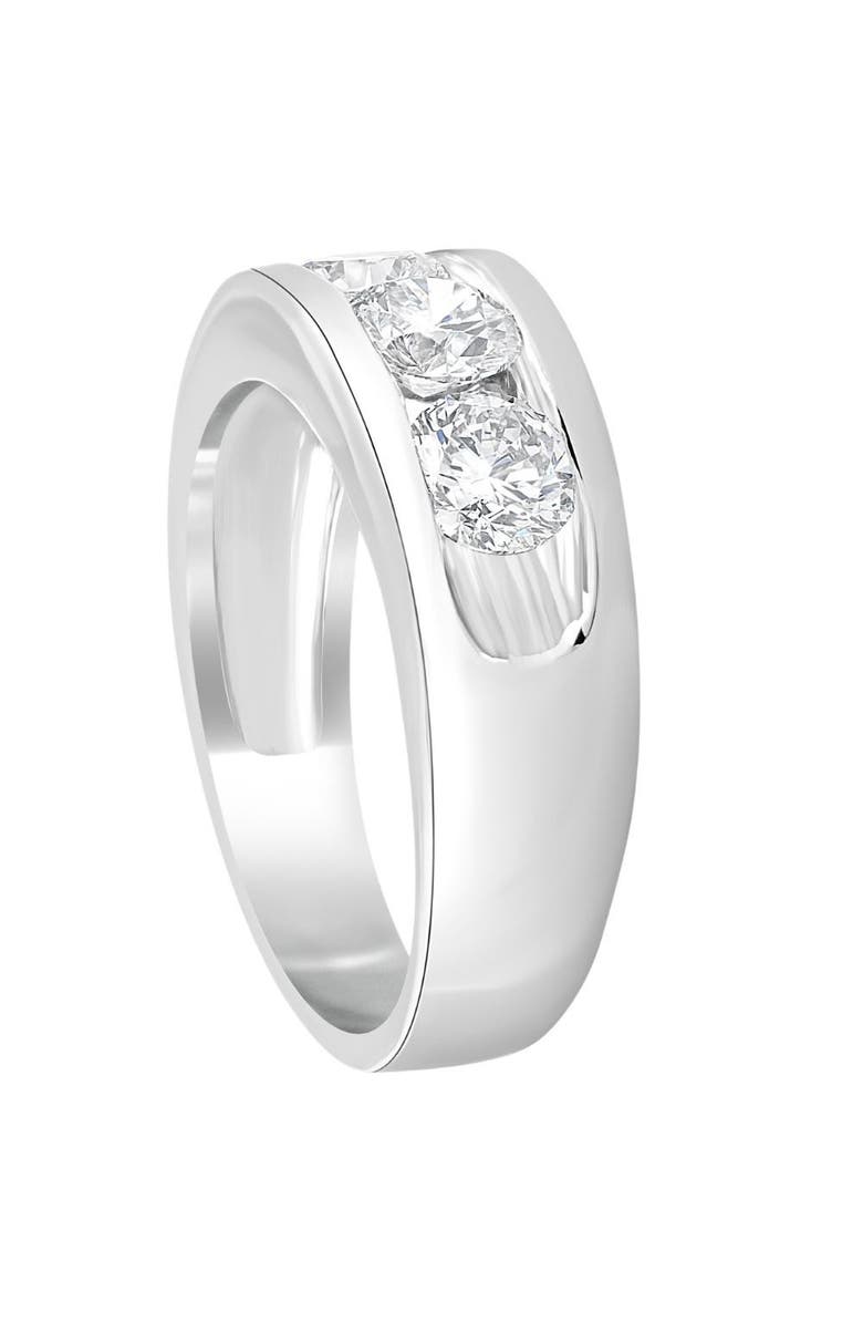 Bliss Diamond 2 1/4Ct Diamond Men's Three Stone Ring 10k Gold Lab Grown, Alternate, color, 10K White Gold