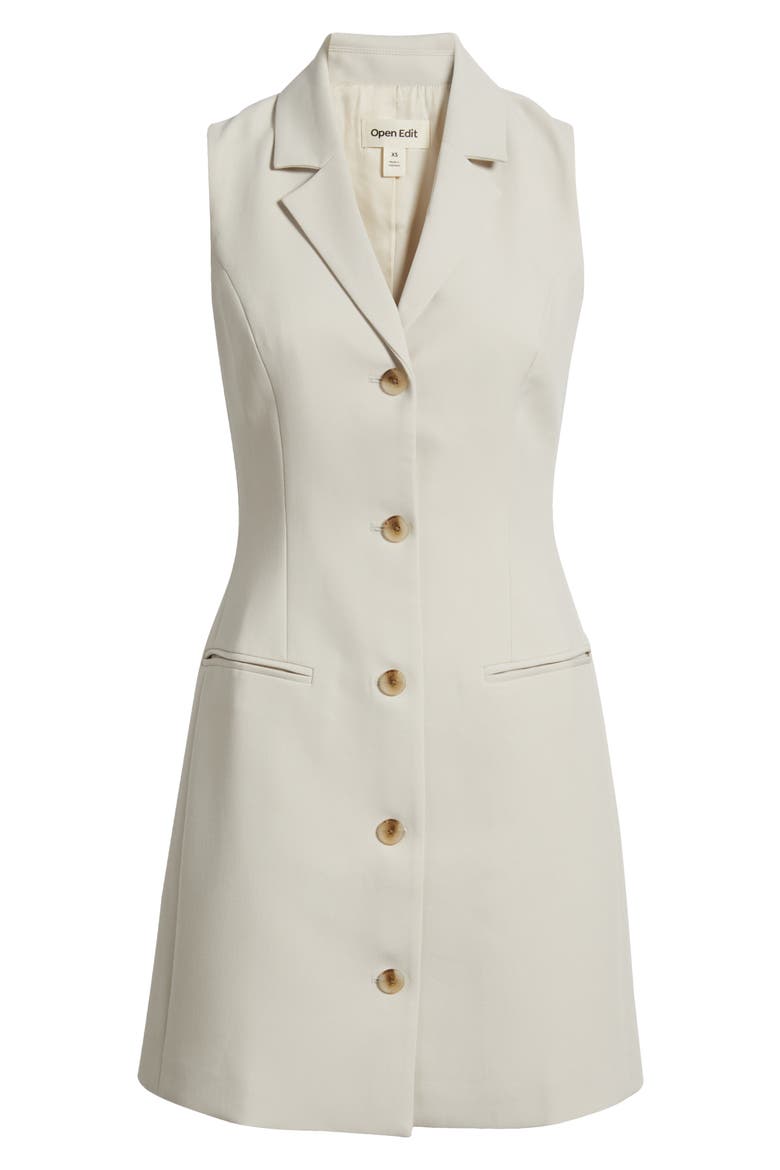 Icon Twill Sleeveless Blazer Dress, Alternate, color, BEIGE PUMICE