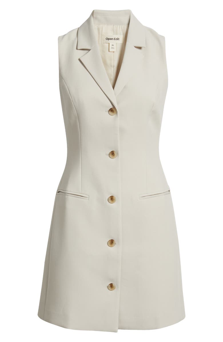 Open Edit The Icon Sleeveless Blazer Dress, Alternate, color, Beige Pumice