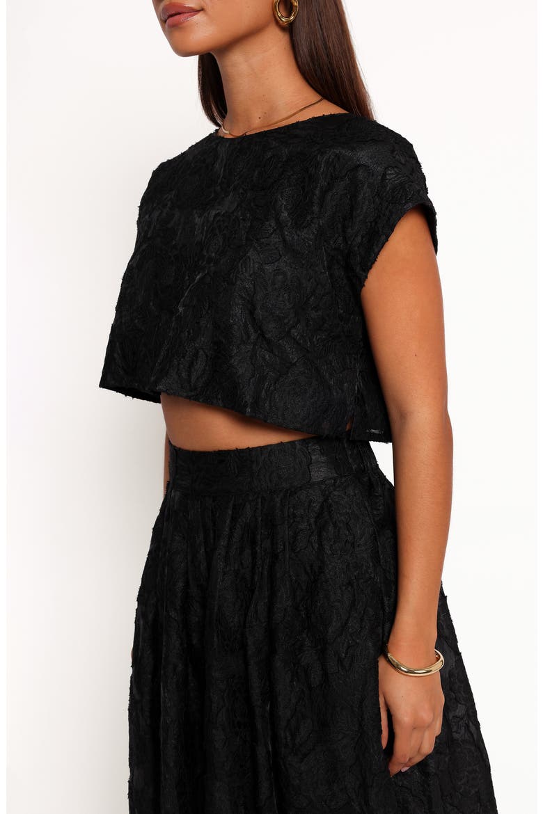Beckham Floral Jacquard Crop Top & Maxi Skirt Set, Alternate, color, BLACK