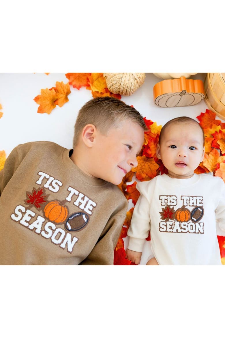 Tis The Season Pumpkin Patch Long Sleeve Romper, Alternate, color, Natural