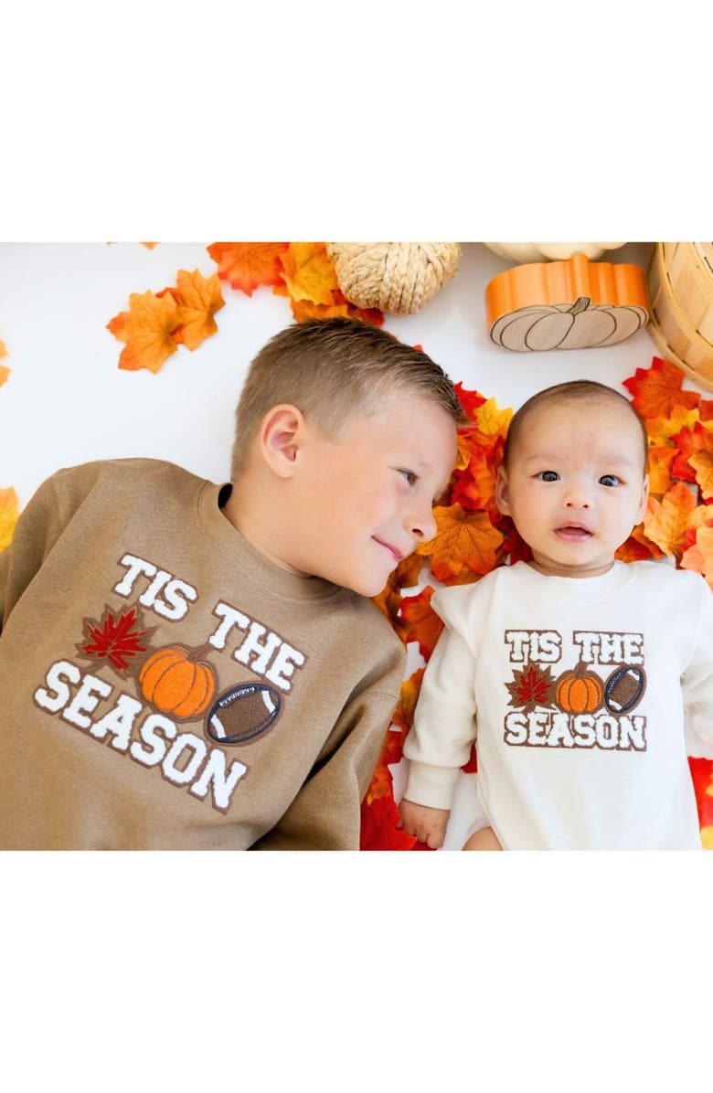 Sweet Wink Tis The Season Pumpkin Patch Long Sleeve Romper, Alternate, color, Natural