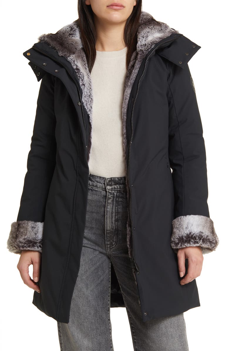 Save The Duck Samantha Hooded Parka with Faux Fur Lining, Alternate, color, 