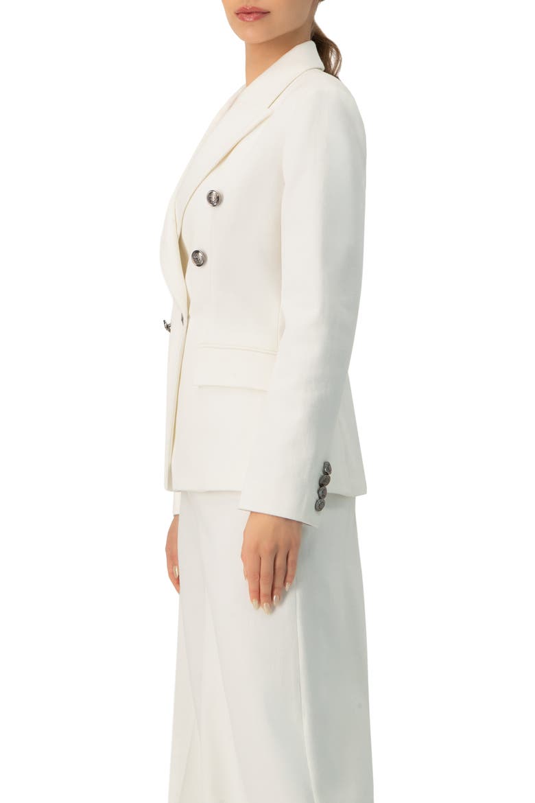Double-Breasted Blazer with Flap Pockets, Alternate, color, White