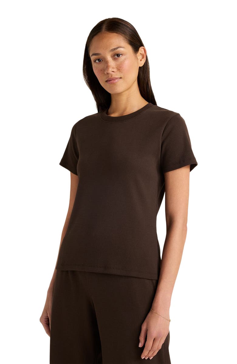 Haven Well Within Organic Cotton Rib Knit Short Sleeve Tee, Main, color, Coffee Bean
