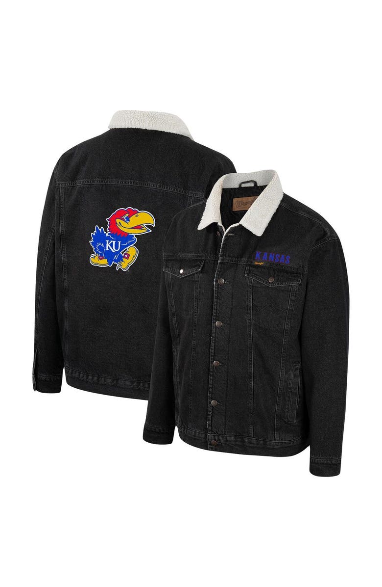 COLOSSEUM X WRANGLER Men's Colosseum x Wrangler Charcoal Kansas Jayhawks Western Button-Up Denim Jacket, Main, color, Charcoal
