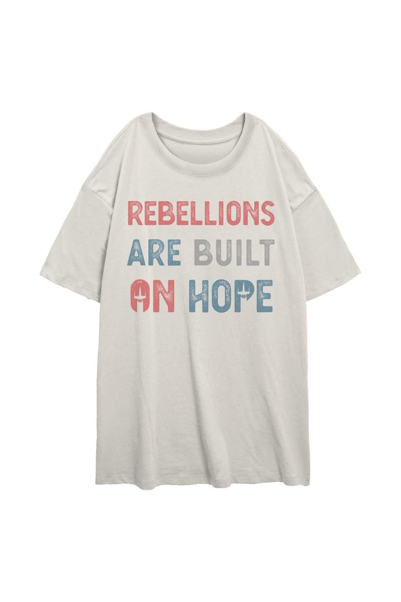 Junior's Rebellions Built On Hope Short Sleeve Oversized T-shirt, Main, color, Egret