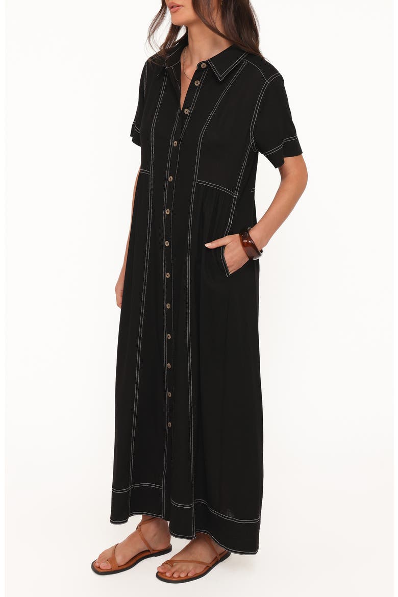 Wickson Contrast Stitch Maxi Dress, Alternate, color, BLACK