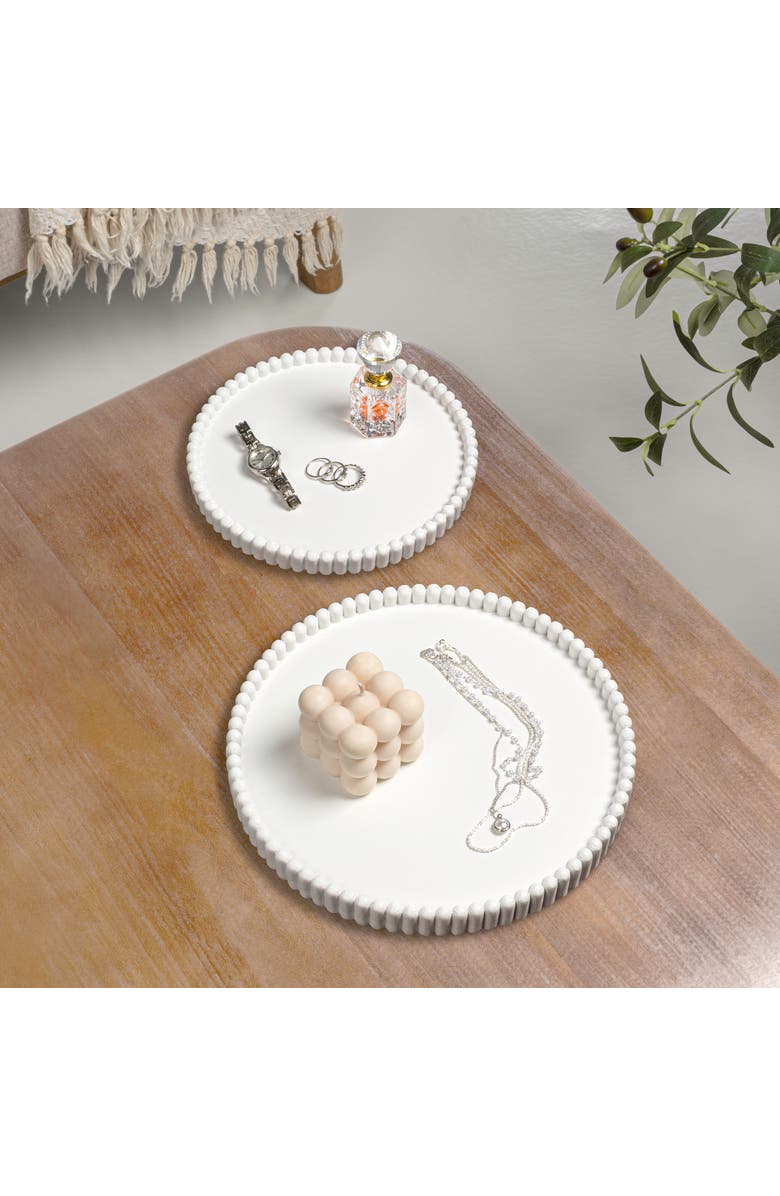 HAPPIMESS Opulence Modern Minimalist Concrete Fluted Edge Decorative Jewelry Trays, Alternate, color, White