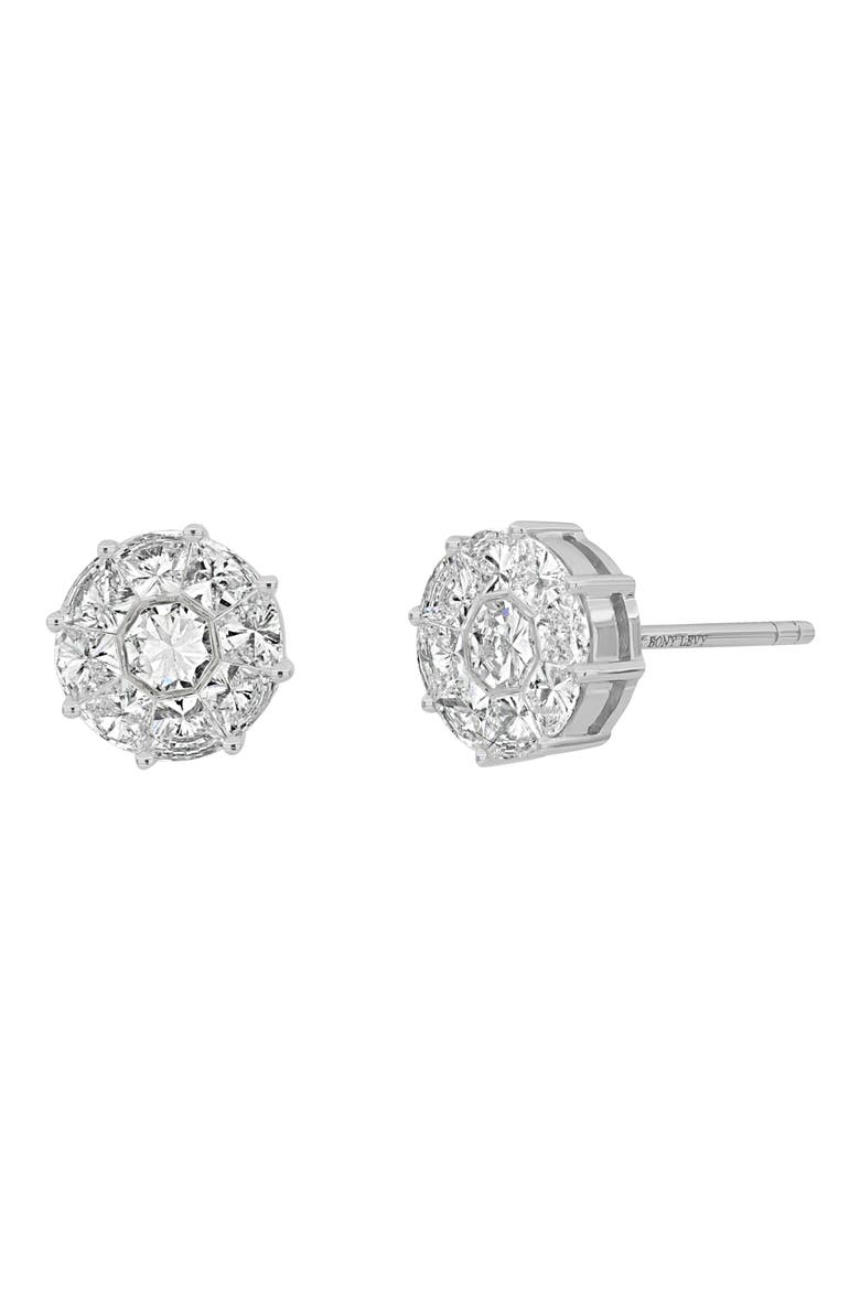 Maya Circle Pie-Cut Stud Earrings, Main, color, 18K WHITE GOLD