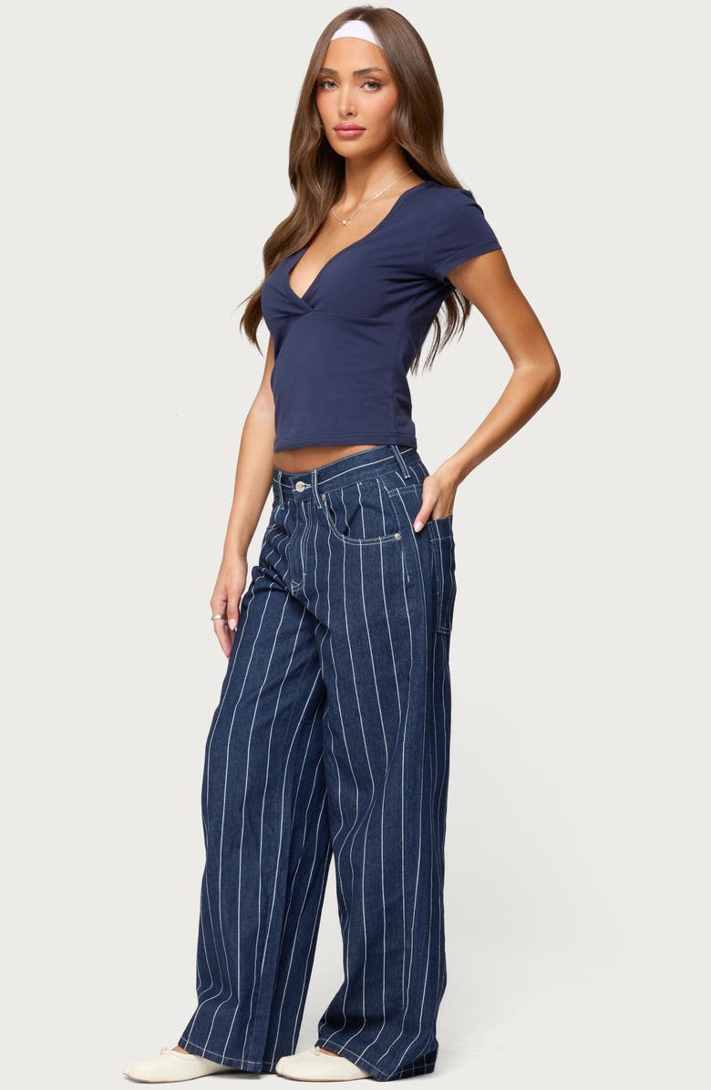 EDIKTED Merinda Stretch Cotton T-Shirt, Alternate, color, Navy