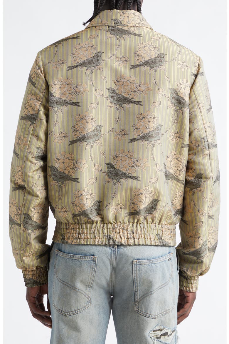 Striped Floral Print Blouson Zip Jacket, Alternate, color, FOREST ARCHIVED