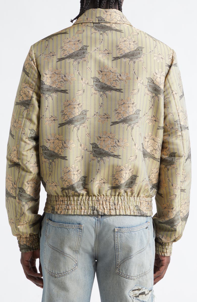 AMIRI Striped Floral Print Blouson Zip Jacket, Alternate, color, Forest Archived