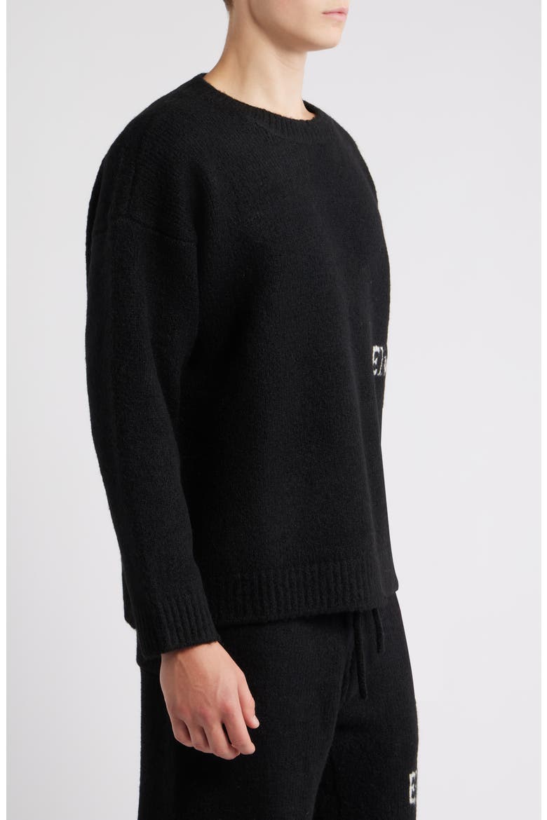Oversize Crewneck Sweater, Alternate, color, BLACK