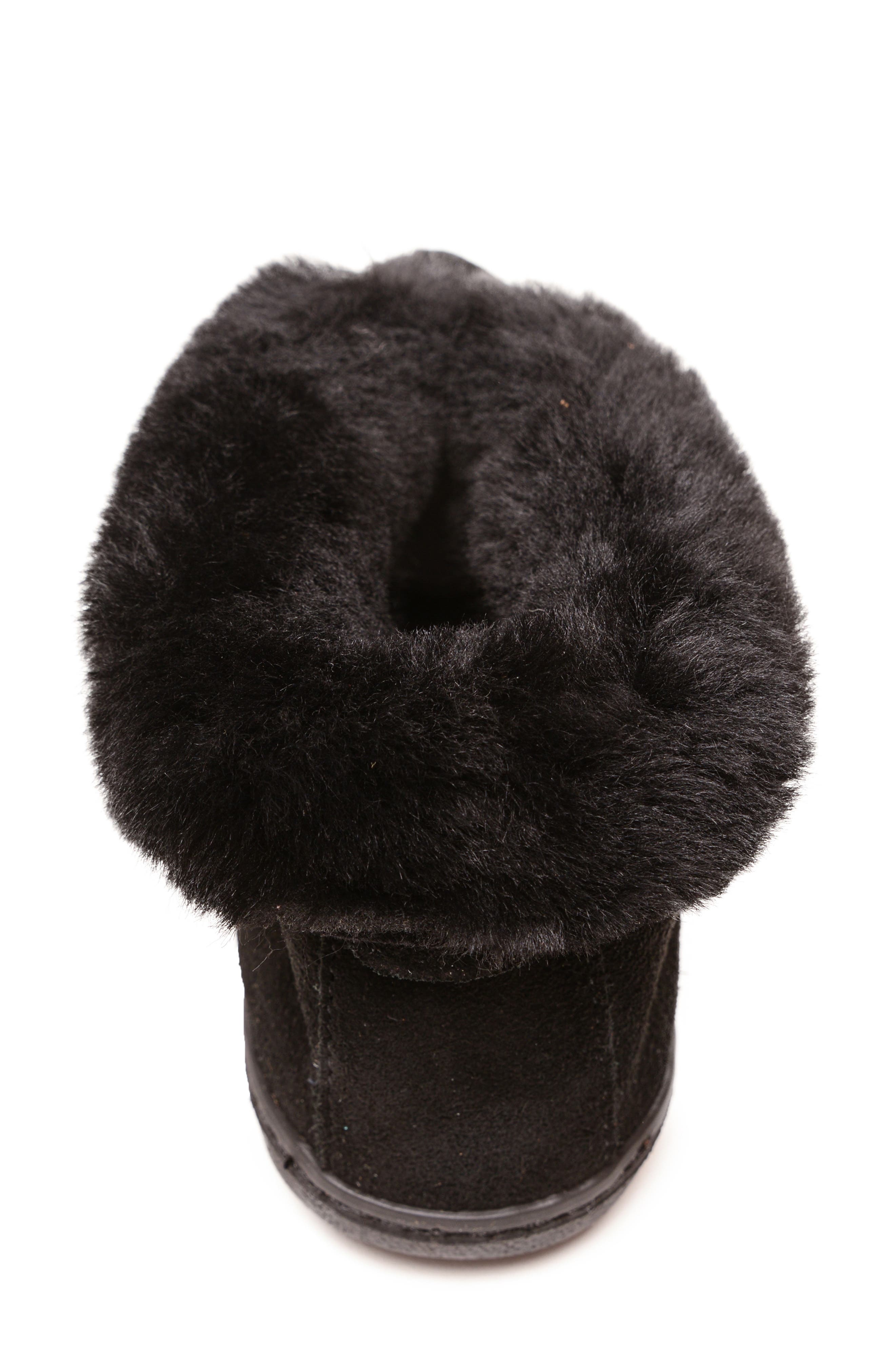 Minnetonka Genuine Sheepskin & Suede Slipper, Alternate, color, Black