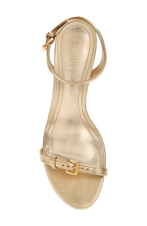 Schutz Aurora Mid Ankle Strap Sandal In Gold