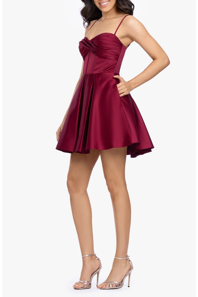 Lamour Lace Back Fit & Flare Minidress, Alternate, color, WINE