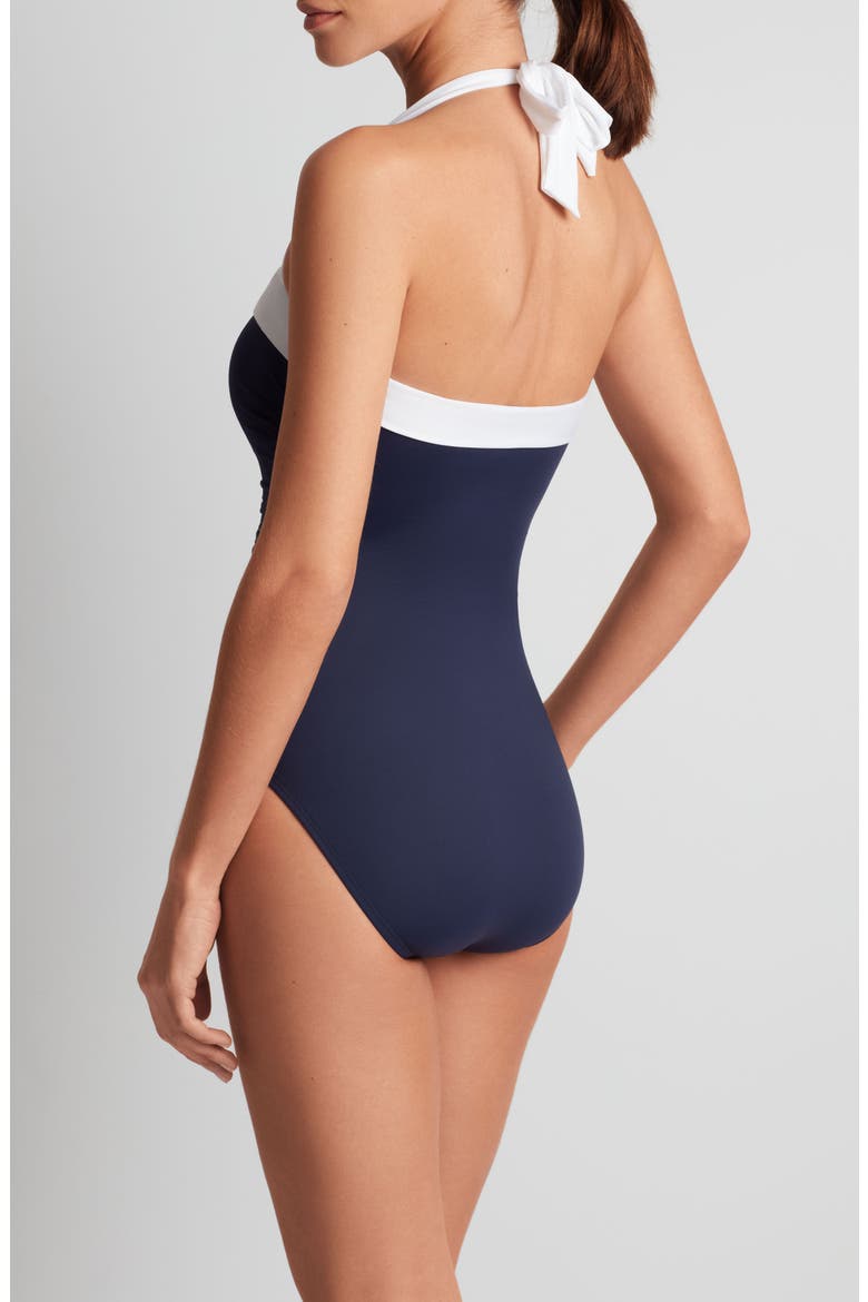 Halter One-Piece Swimsuit, Alternate, color, DARK NAVY
