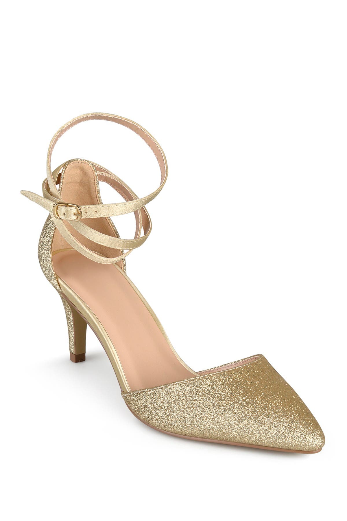 Journee Collection Luela Glitter Ankle Strap Pump, Alternate, color, Gold
