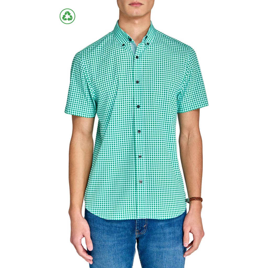 Construct Mini Check Woven Short Sleeve Basic In Green/white