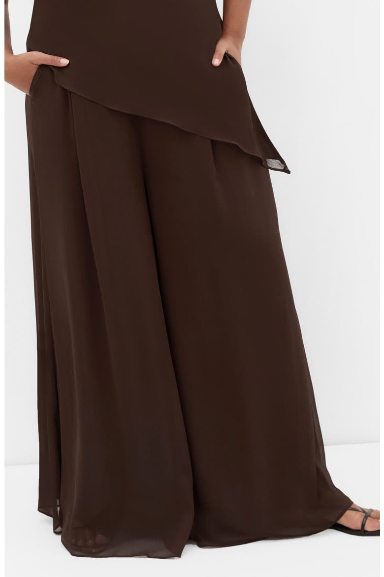 Skyla Elastic Waist Wide Leg Pants, Alternate, color, CHOCOLATE