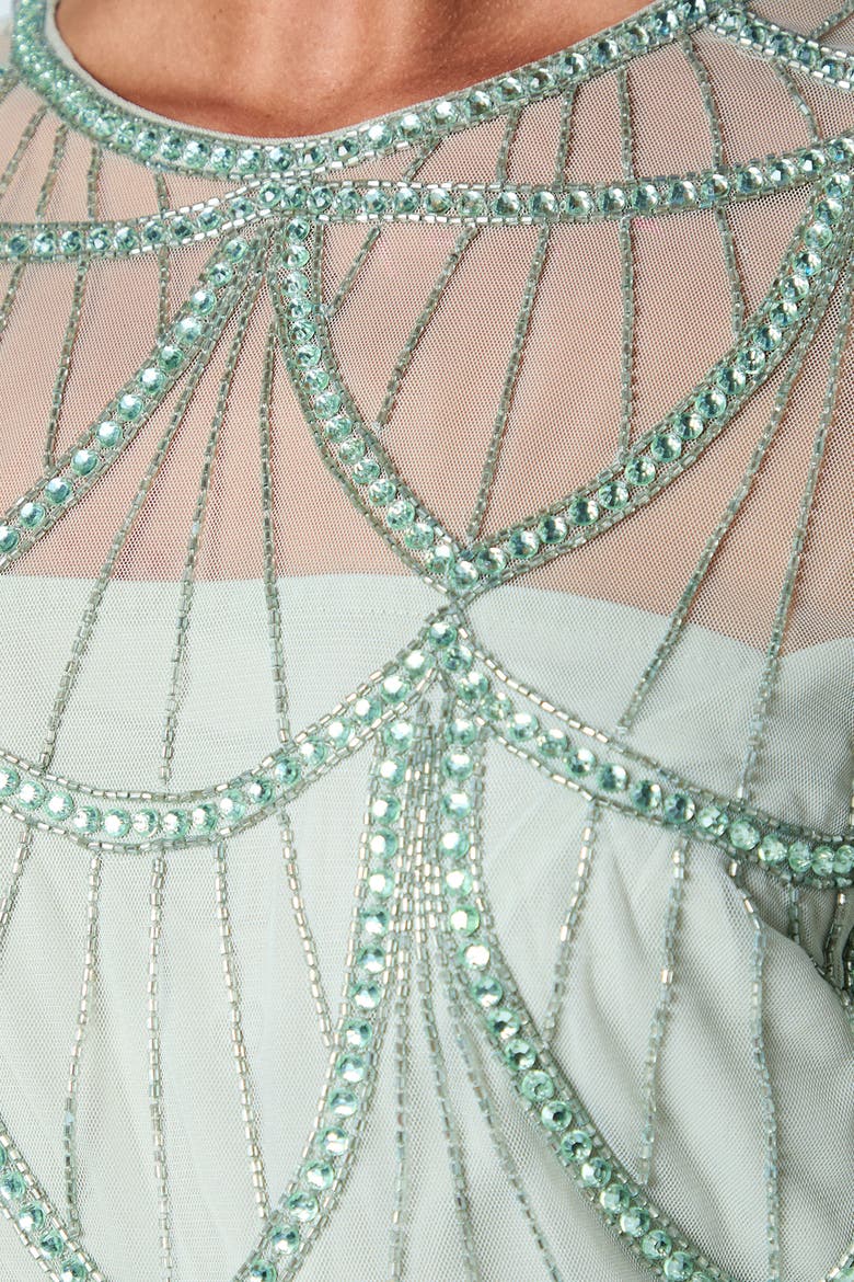 Embellished Bodice Bridesmaids Dress, Alternate, color, Sage