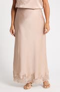 Renee C Lace Hem Satin Maxi Skirt