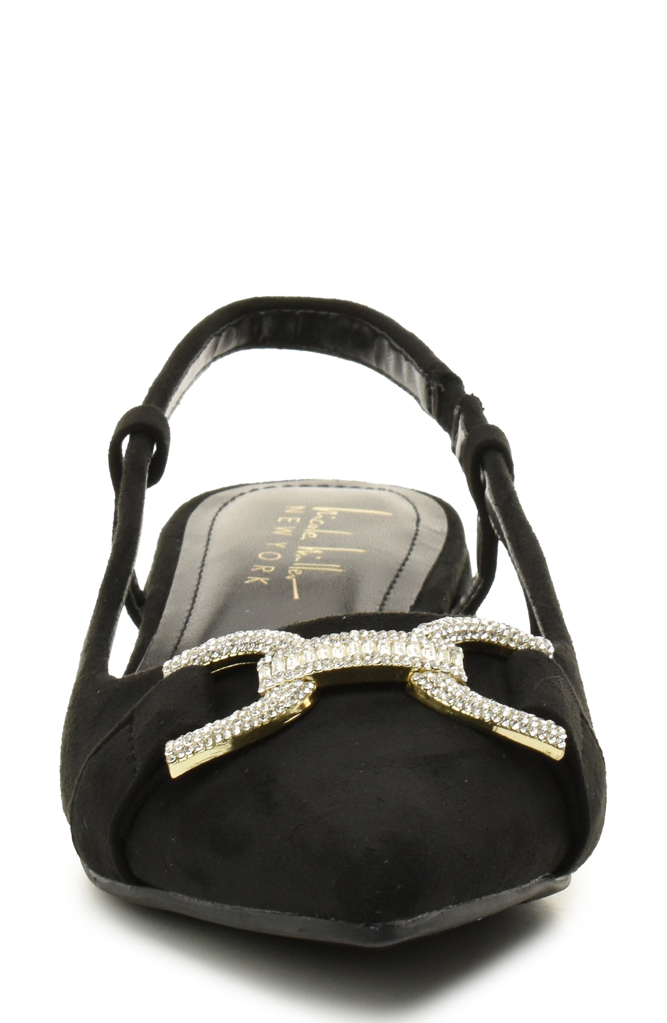 Nicole Miller Rhinestone Bit Slingback Pump, Alternate, color, Black Suede