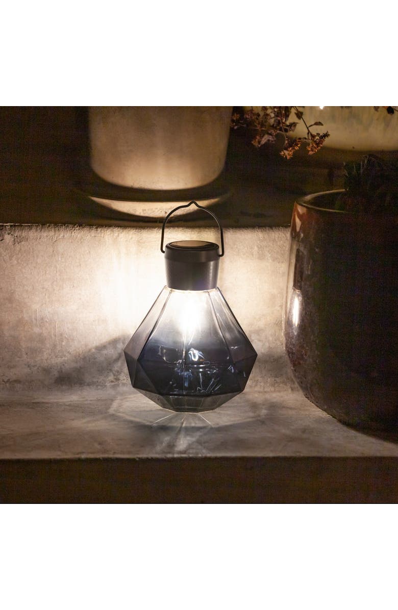 Allsop Home & Garden Gem Solar Lantern Handblown Glass, Alternate, color, Smoke