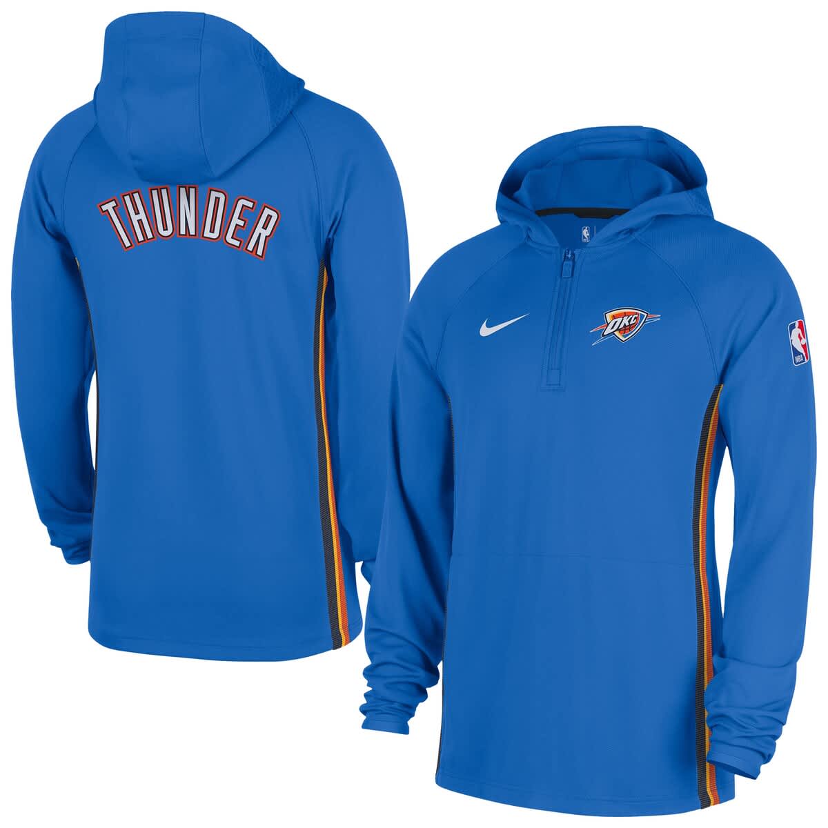 Men's Nike Blue Oklahoma City Thunder Authentic On Court Zone Quarter-Zip Dri-FIT Hoodie Jacket