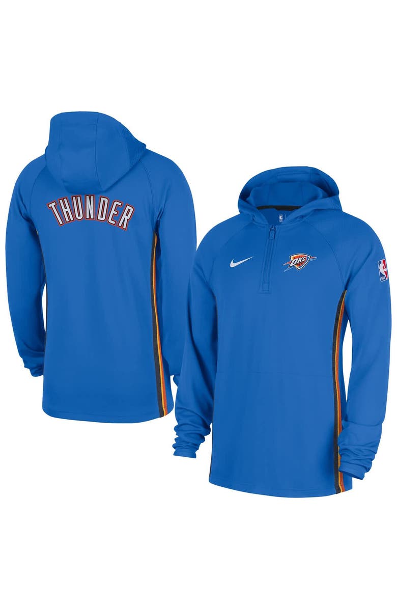 Nike Men's Nike Blue Oklahoma City Thunder Authentic On Court Zone Quarter-Zip Dri-FIT Hoodie Jacket, Main, color, Blue