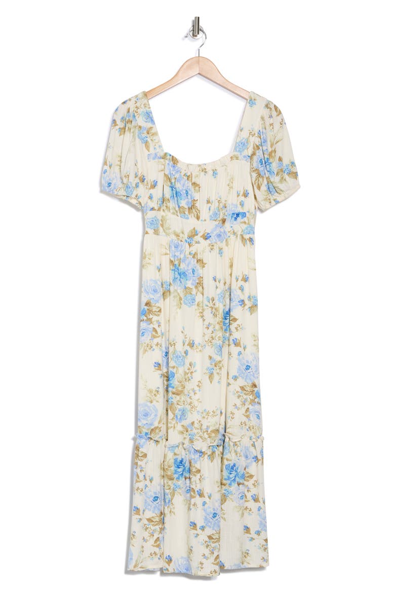 Floral Midi Dress, Alternate, color, BLUE MULTI