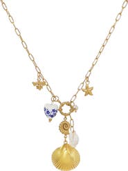 Adornia Assorted Charm Paper Clip Chain Necklace