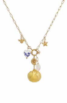 Adornia Assorted Charm Paper Clip Chain Necklace